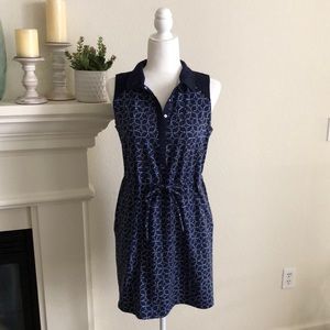 T by Talbots polo blue athletic drawstring dress